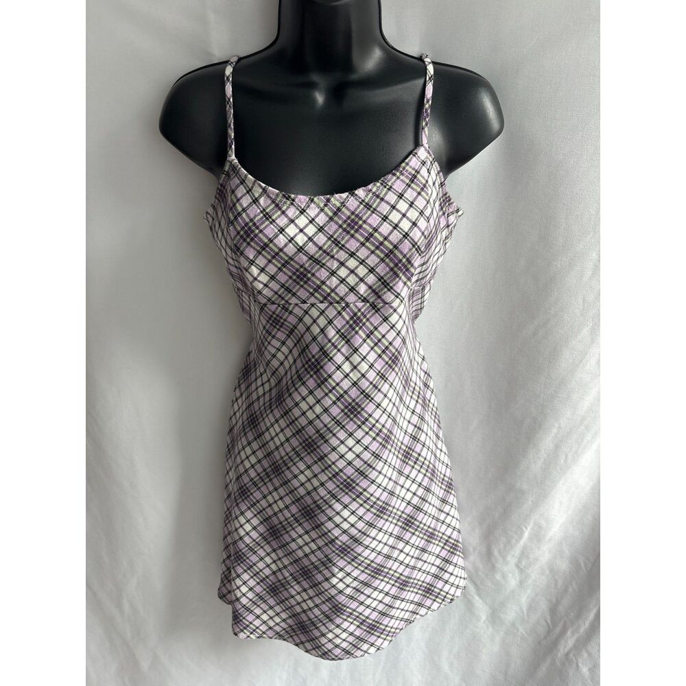 Brandy Melville John Galt Colleen Plaid Dress Purple Vivian Size S Belted Preppy